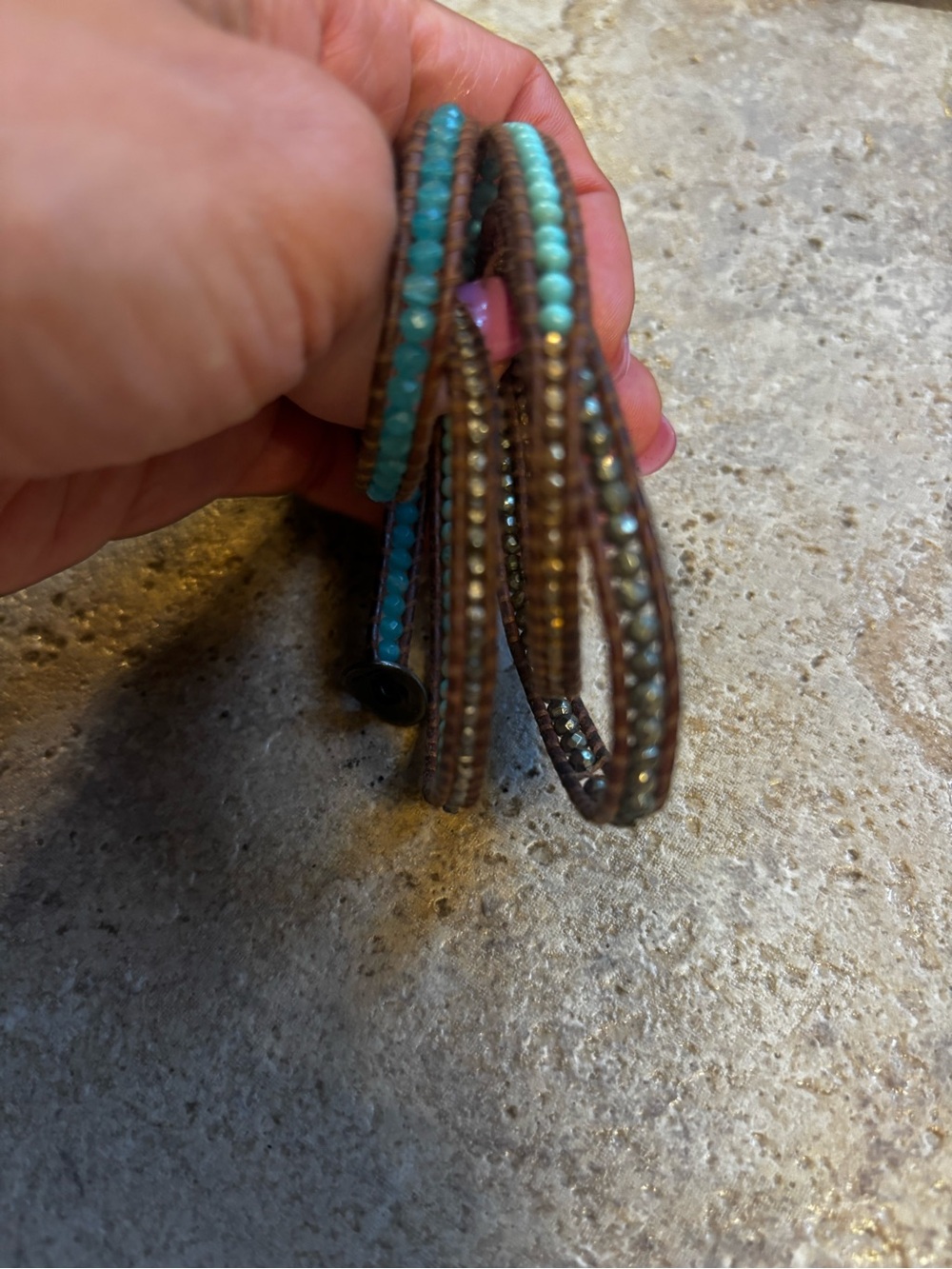 Chan Luu Leather Wrap Bracelet with Turquoise Beads - Picture 2 of 4